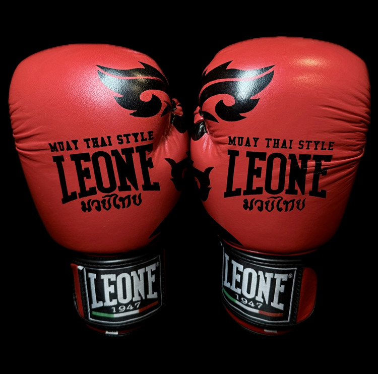 دستکش بوکس چرم قرمز leone